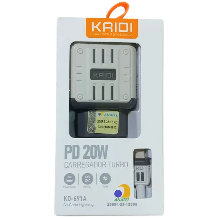 Carregador Completo Lightning Kaidi 20W KD-691A