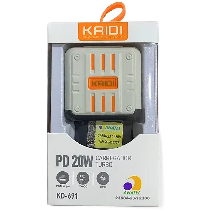 Carregador Completo TipoC Kaidi 20W KD-691C