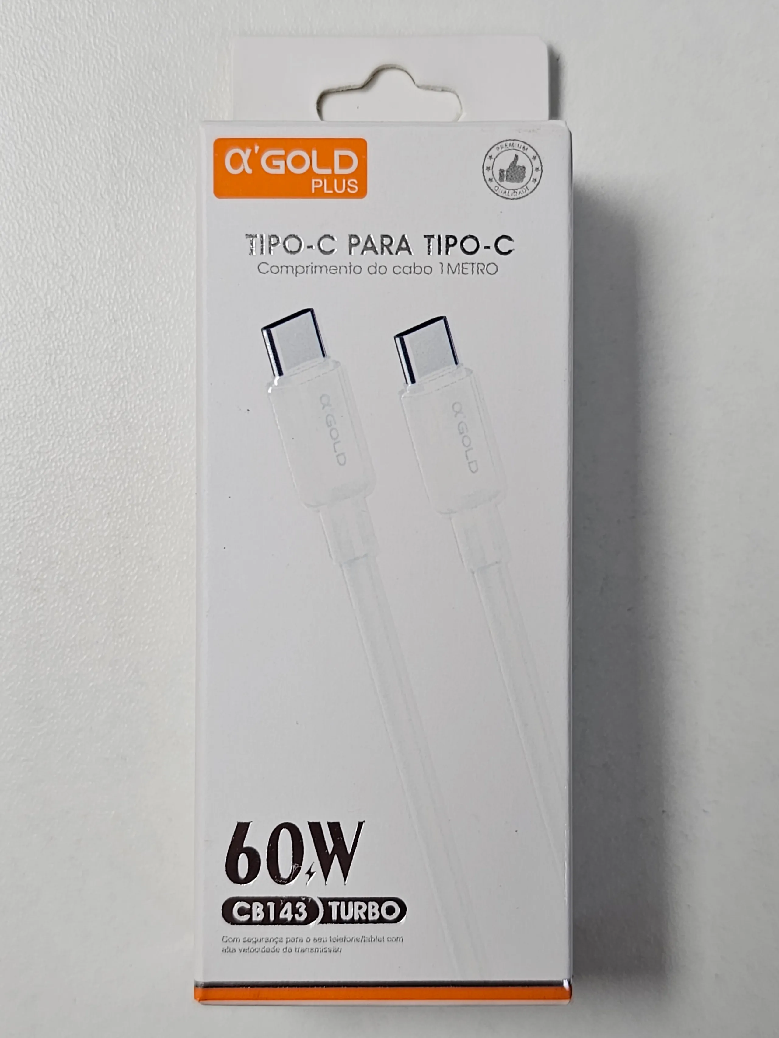 Cabo de Carga A'Gold USBC-USBC 60W CB143