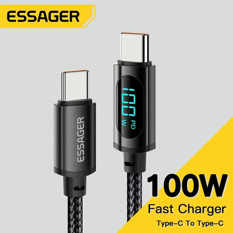 Cabo de Carga Essager USBC-USBC 100W Display 1M